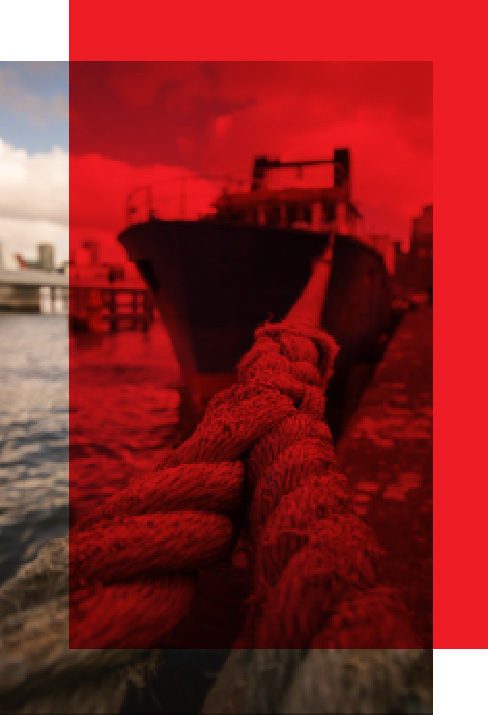 Ship tied to pier with rope